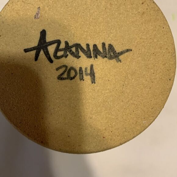 Large Alanna Hughes Pottery Bicycle Riding Mug. - Picture 5 of 5